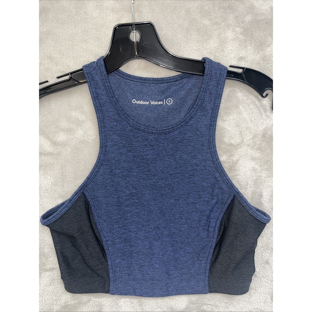 Outdoor Voices Sports Bra Women's S‎ Blue Athletic Wireless Shelf Racerback